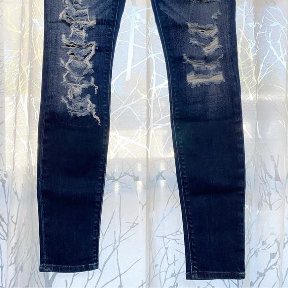 HUDSON Ciara S. Skinny Exposed Button fly ripped distressed skinny blue jeans - Picture 3 of 11